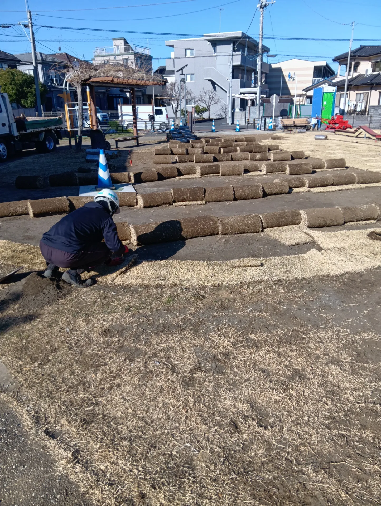 さいたま市　愛宕ふれあい広場　芝張